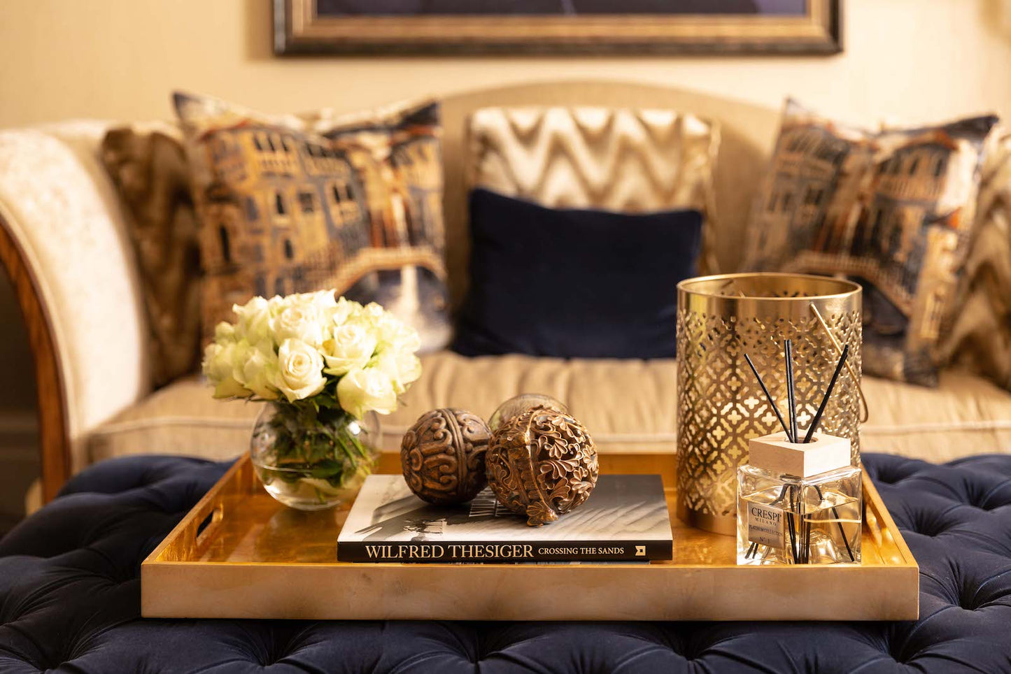 Large Rectangular Gold Lacquered Tray - TrayBonne