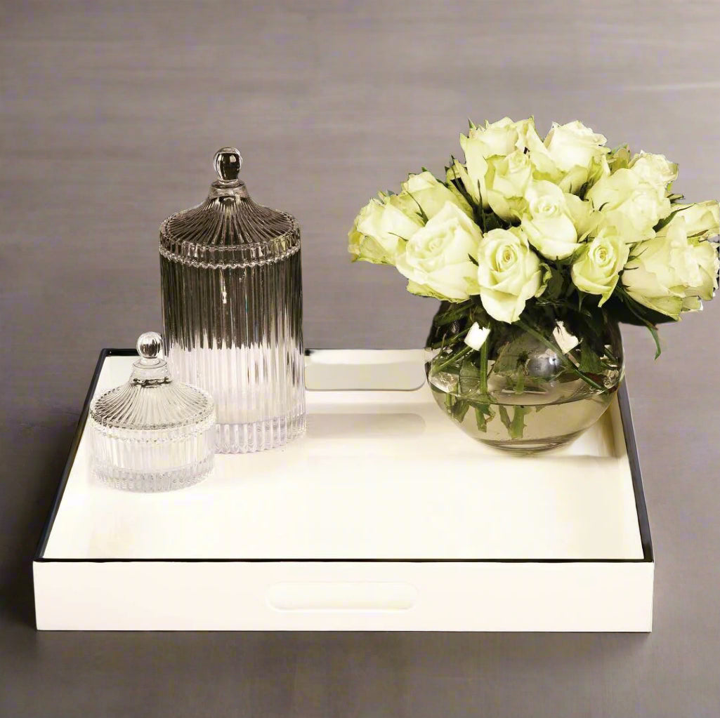 Square White Tray with Black Edging - TrayBonne