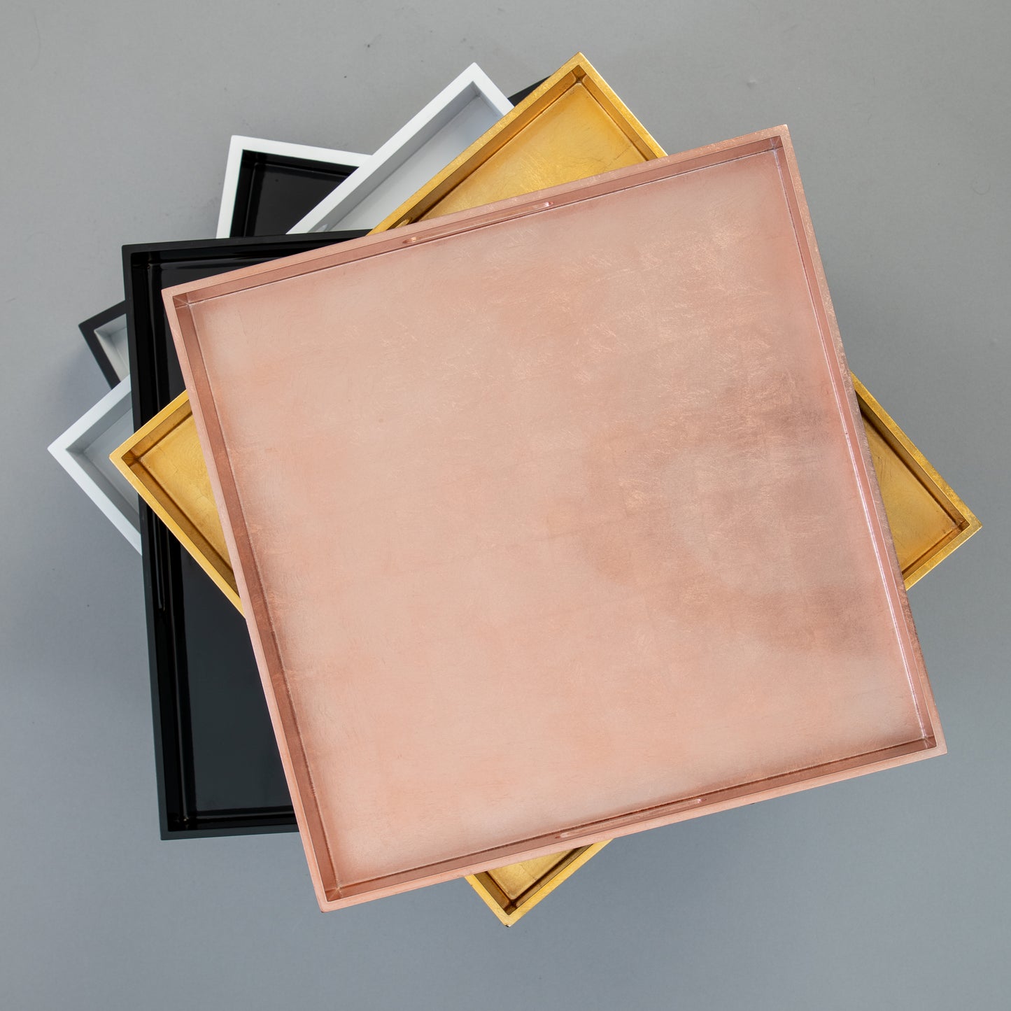 Square Rose Pink Lacquered Tray - TrayBonne