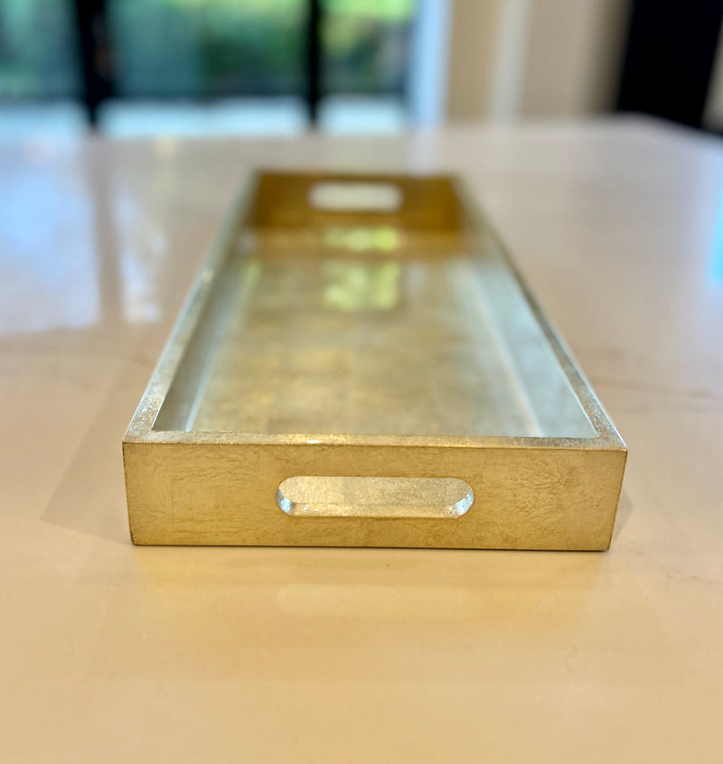 Long Rectangular Gold Lacquered Tray