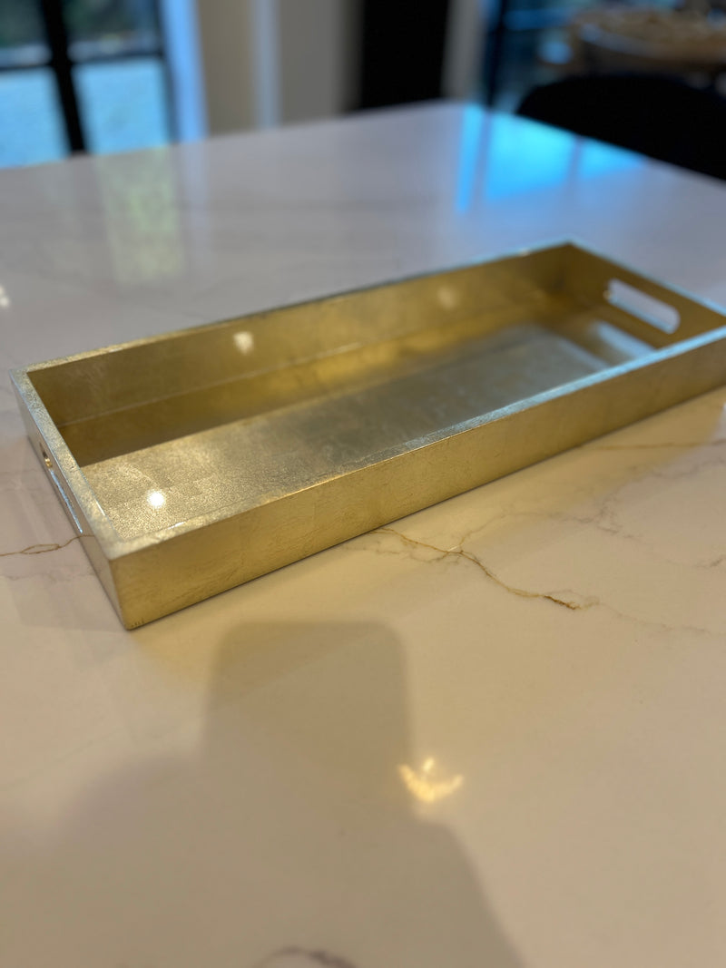 Long Rectangular Gold Lacquered Tray