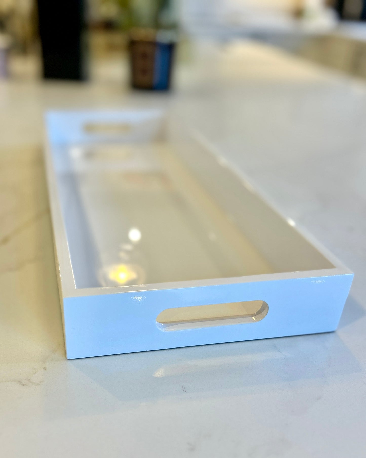 Long Rectangular White Gloss Tray