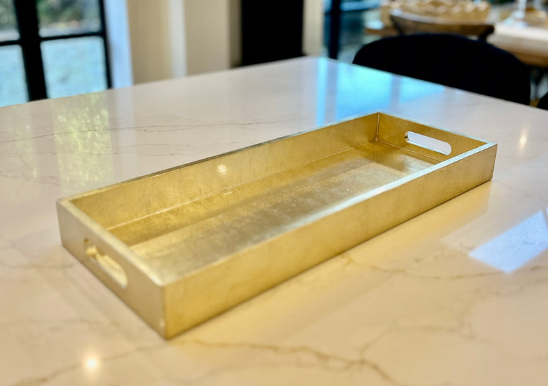 Long Rectangular Gold Lacquered Tray