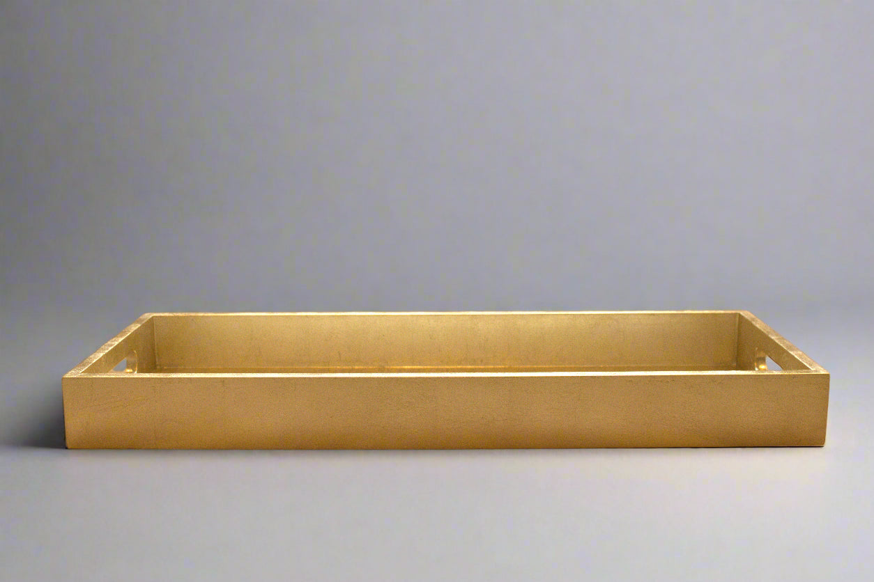 Long Rectangular Gold Lacquered Tray