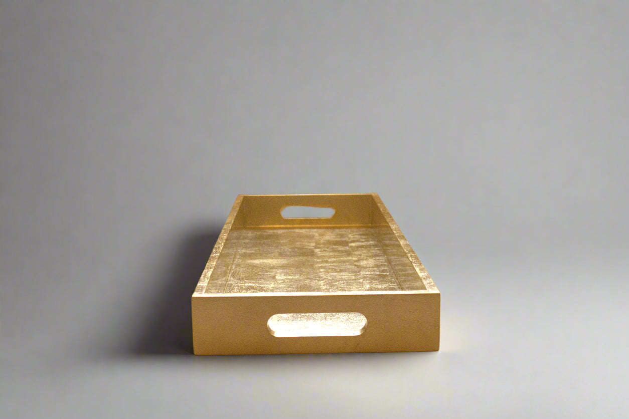 Long Rectangular Gold Lacquered Tray