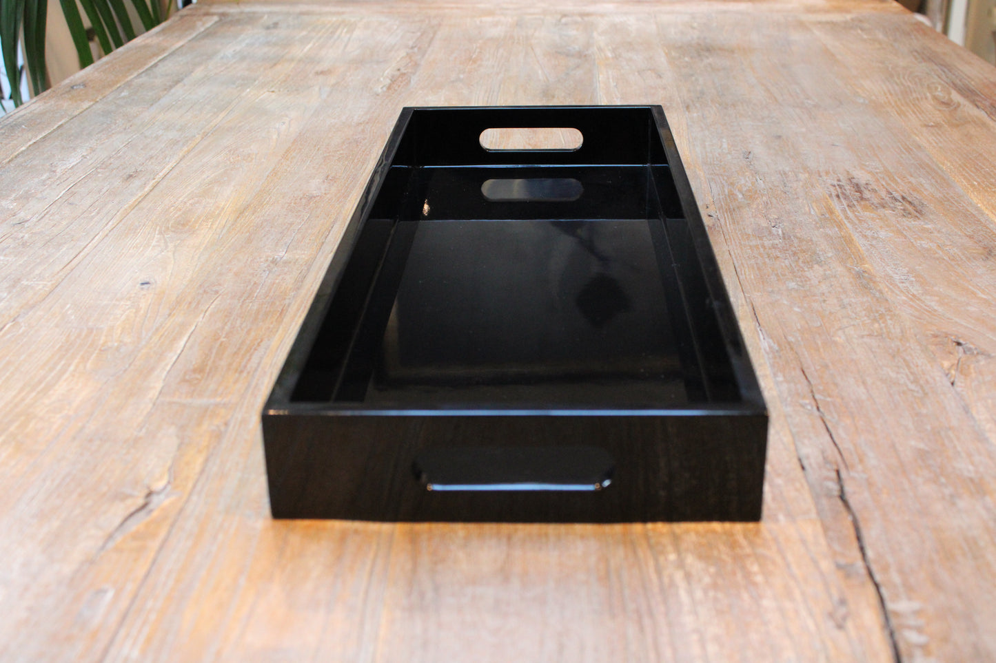 Long Rectangular Black Gloss Tray