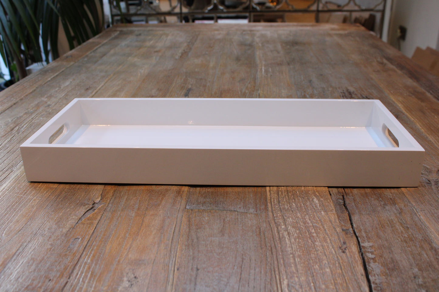 Long Rectangular White Gloss Tray