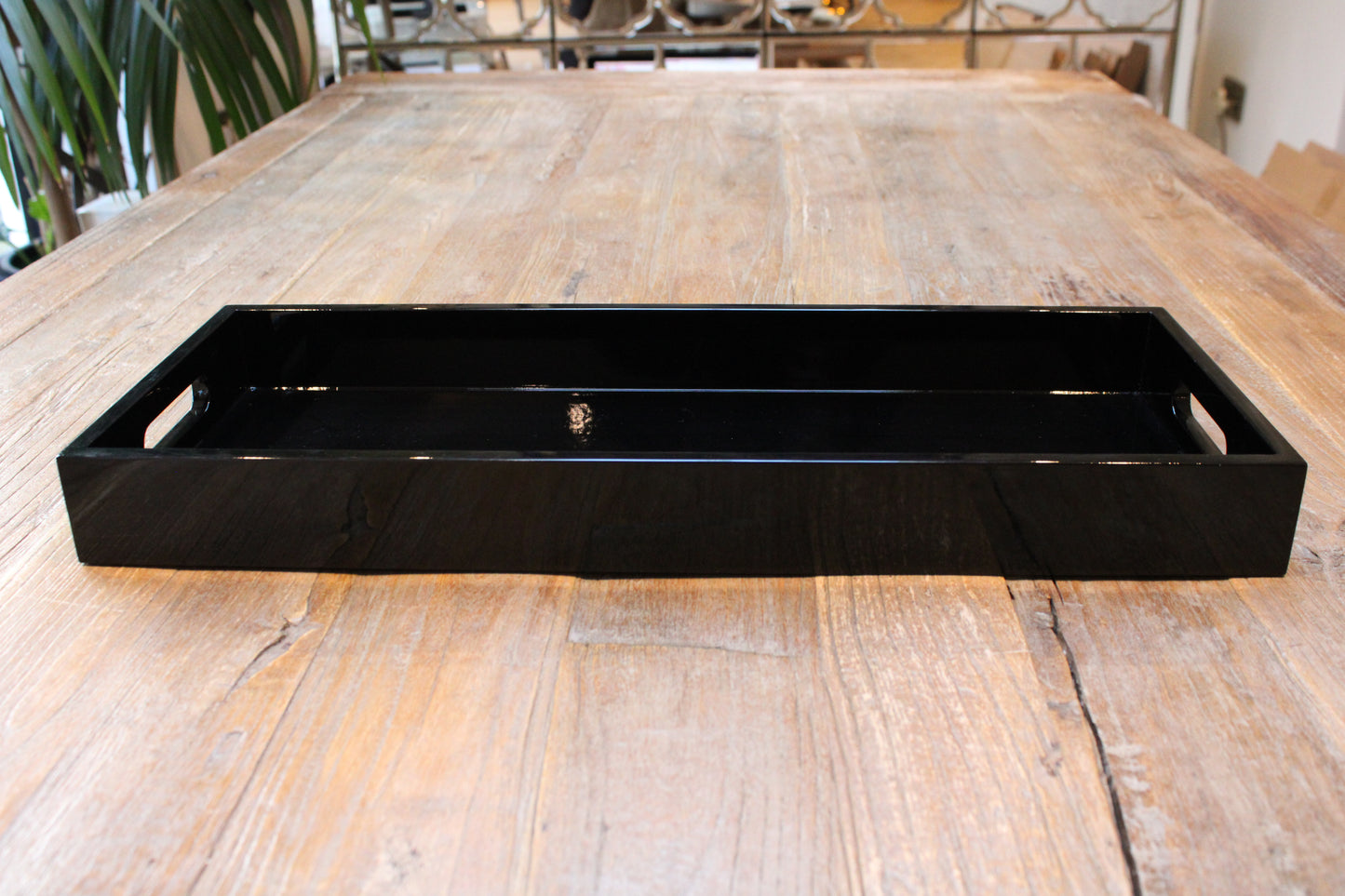 Long Rectangular Black Gloss Tray