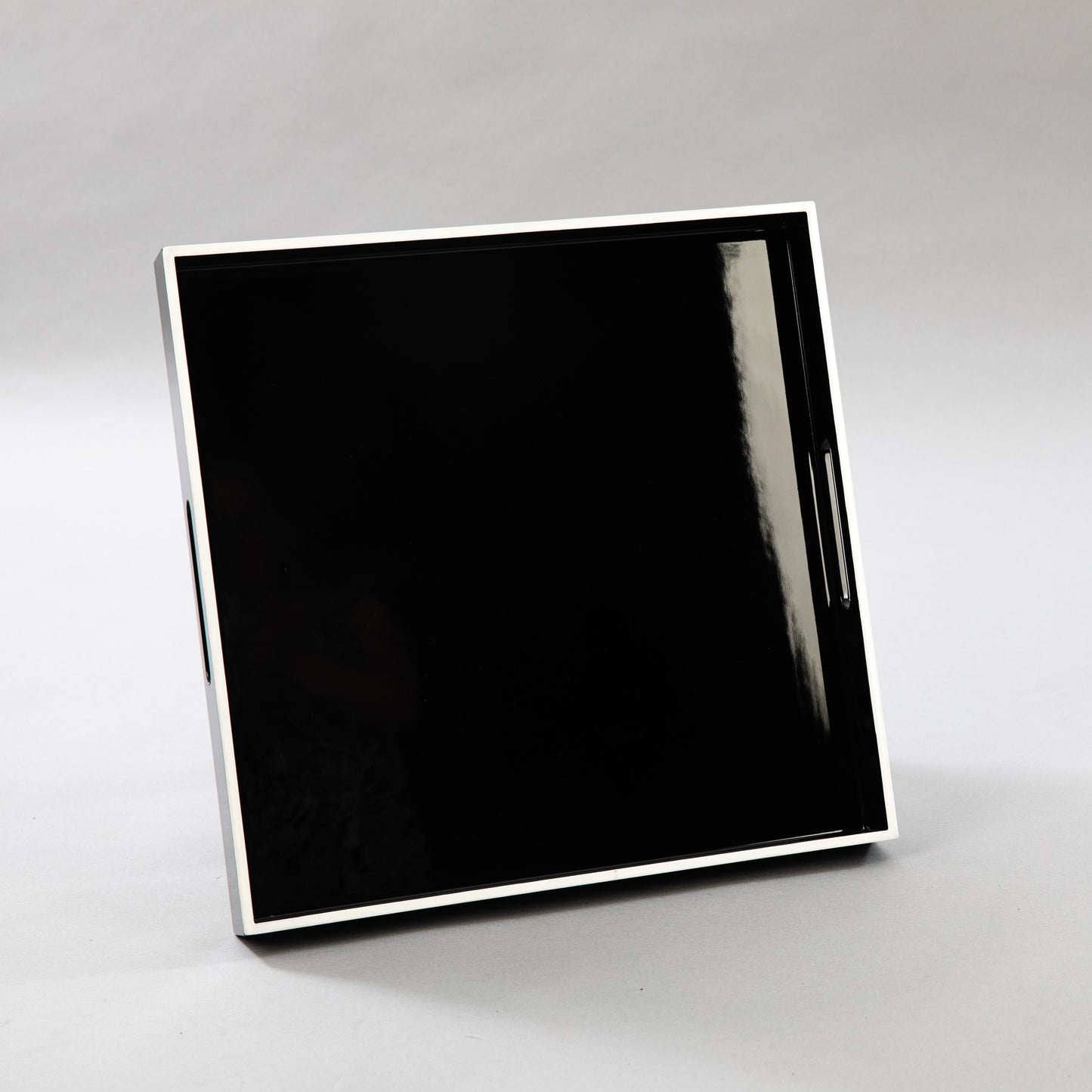 Square Black Gloss Tray with White Edging