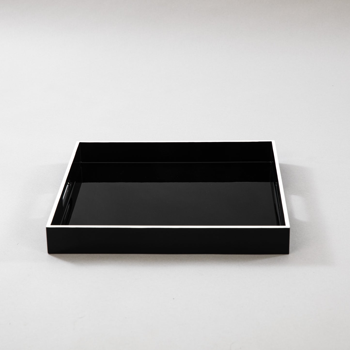 Square Black Gloss Tray with White Edging