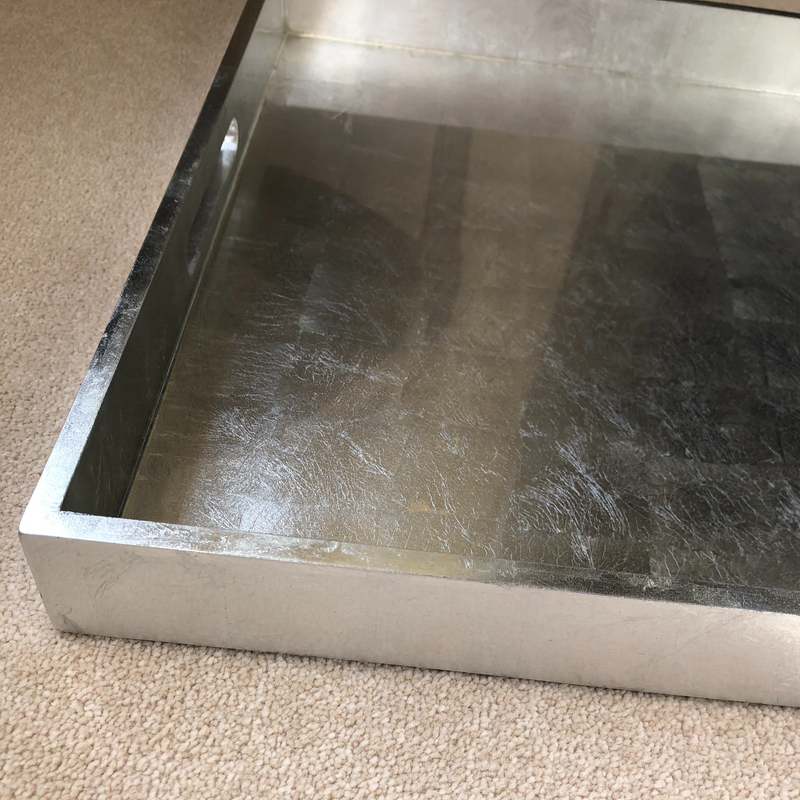 Large Rectangular Silver Lacquered Tray