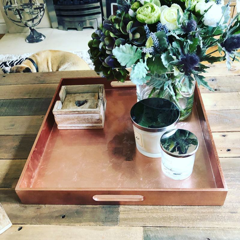 Square Rose Gold Lacquered Tray