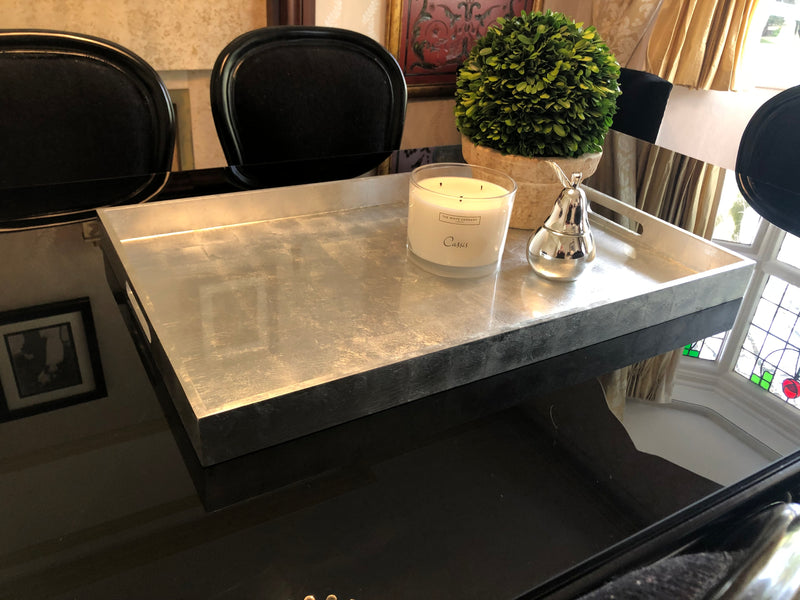 Large silver tray on sale for coffee table