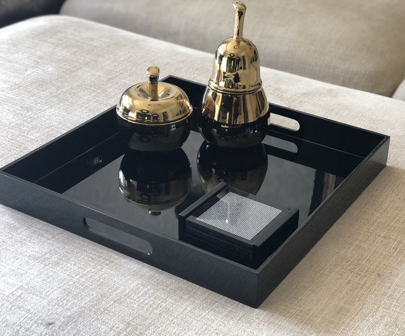 Square All Black Gloss Tray