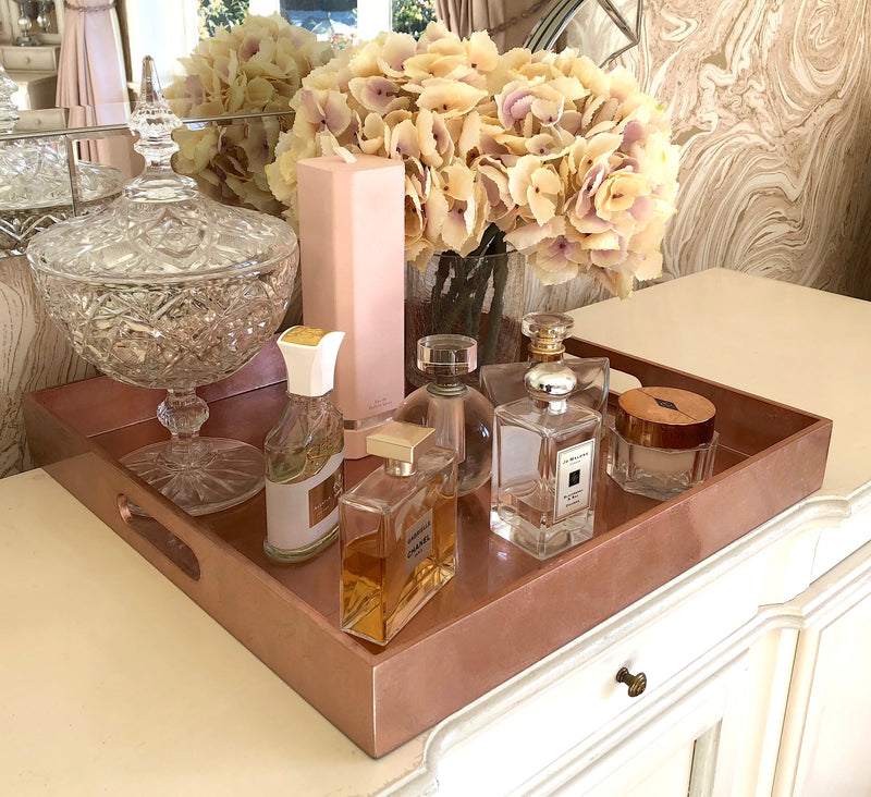 Square Rose Gold Lacquered Tray