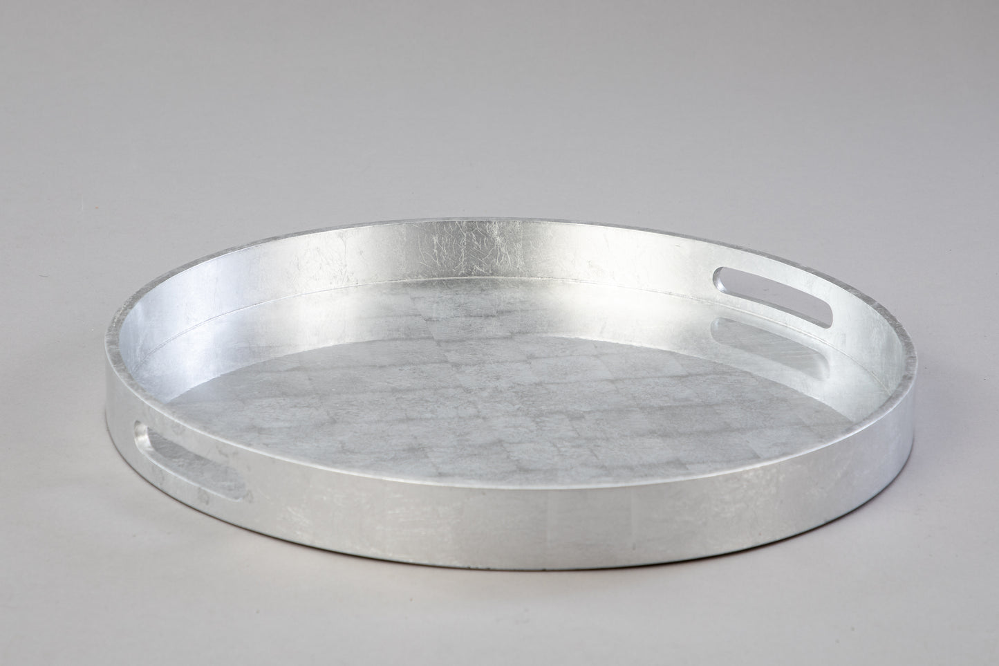 Large Circular Silver Lacquered Tray