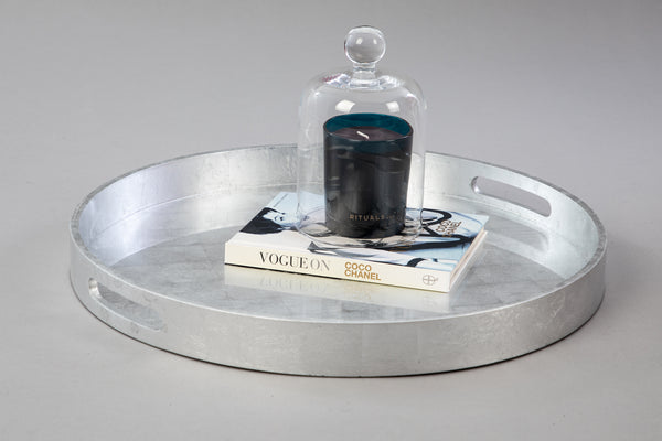 Large Silver Circular Lacquered Tray