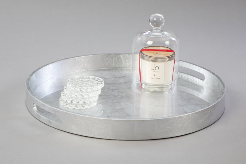 Large Silver Circular Lacquered Tray