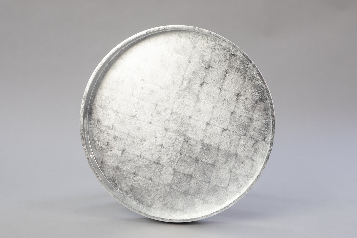 Large Circular Silver Lacquered Tray