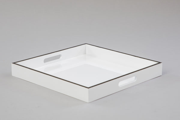 Square White Tray with Black Edging