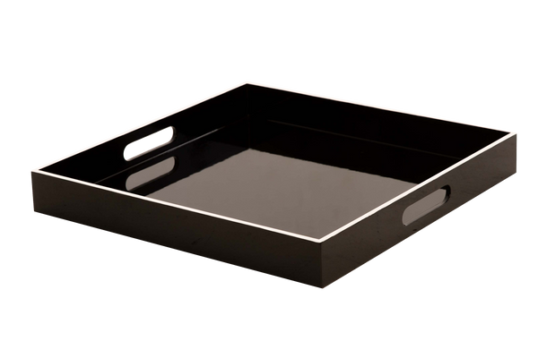 Square Black Gloss Tray with White Edging