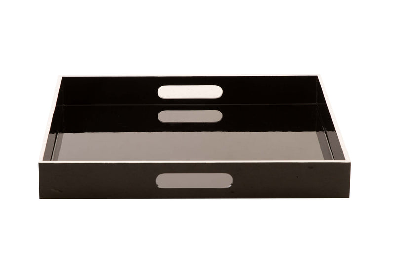 Square Black Gloss Tray with White Edging