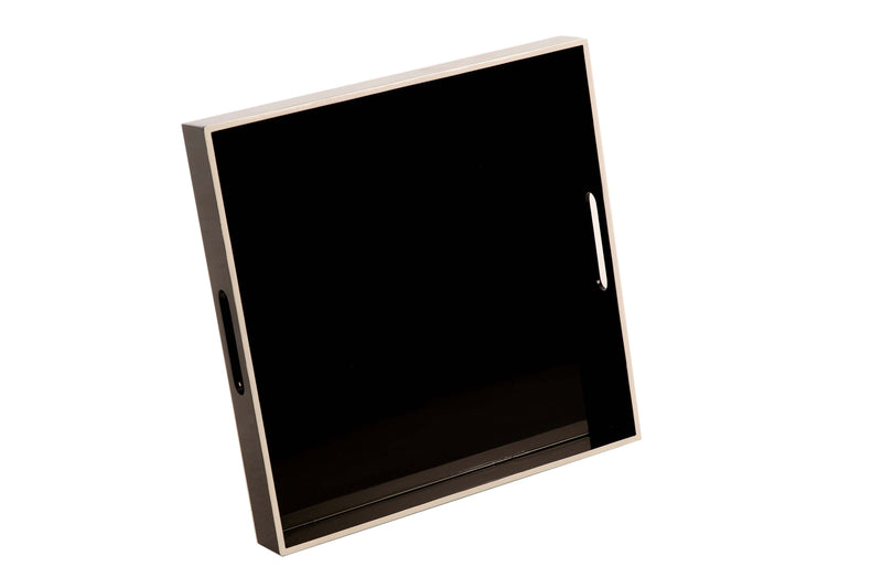 Square Black Gloss Tray with White Edging