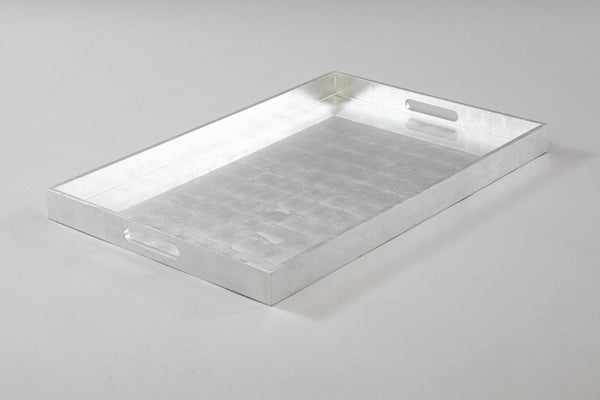 Large Rectangular Silver Lacquered Tray